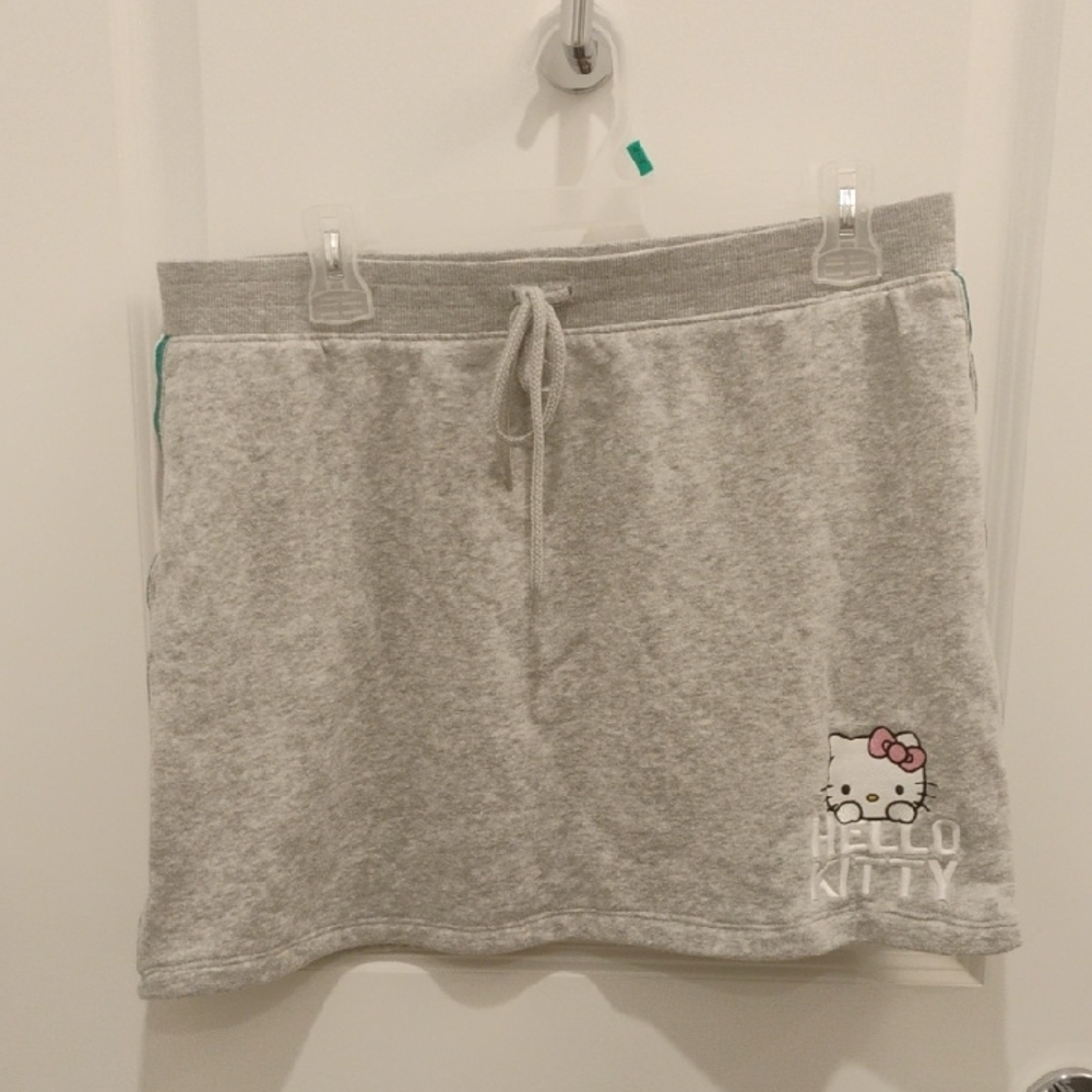 Hello Kitty Sanrio Light Gray Mini Skirt Women's XL Cotton Blend